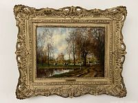 Frontal view of framed Willem Hendriks oil painting