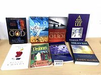 Front view showing all eight book covers