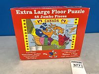 Front of puzzle box showing title, map image, size and piece count