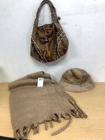 All three items: bag, scarf, hat