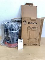 Pump in plastic wrap beside original box