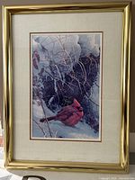 Male cardinal print in gold-tone frame