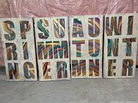 All four canvases side-by-side spelling seasons