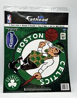 Front of sealed Fathead Teammate package showing Boston Celtics leprechaun logo decal