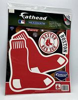 Front of sealed Fathead Boston Red Sox decal sheet showing contents