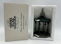 Gazebo in styrofoam insert with box lid showing Heritage Village Collection branding