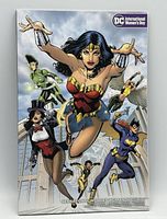 Front cover showing Wonder Woman and other female DC heroes, International Women’s Day logo