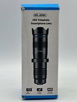 Box front showing model APL-JS28X 28X Telephoto Smartphone Lens
