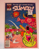 Front cover of 1989 Slimer #8 newsstand comic in protective bag