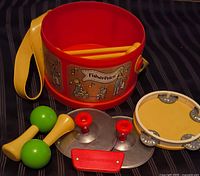 Group shot showing all Fisher-Price toy instruments