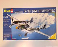 Front of sealed Revell Lockheed P-38 J/M Lightning 1:72 model kit box
