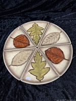 All six sectional dishes assembled in full circle showing leaf designs