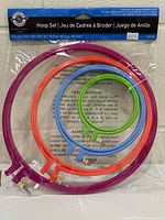 Sealed package showing all four embroidery hoops