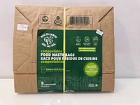 Front of sealed package showing brand, compostable claim, size and quantity