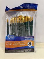 Front view of sealed 25-piece North Shore paintbrush set