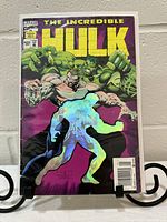 Front view of The Incredible Hulk #425 comic in sleeve showing holographic cover art and barcode