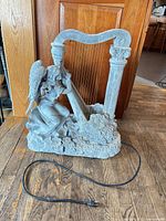 Front view of angel harp fountain lamp with power cord