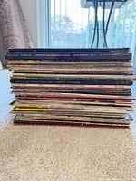 Side view of full stack of classical LPs