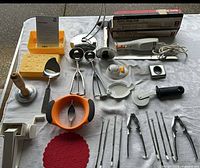 All kitchen gadgets laid out on table