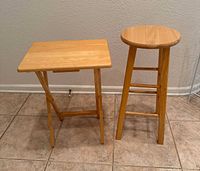 stool and TV tray together front view