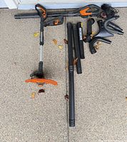 Overall lot with trimmer, extension tubes, curved nozzles