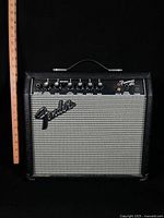 Front view of Fender Frontman 15G amplifier with ruler for scale