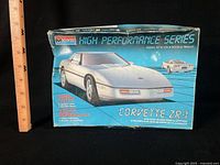 Front of Monogram Corvette ZR-1 model kit box with ruler for scale