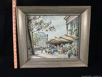 Front view with measuring stick showing full framed painting