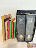 Overview of children’s books and two-volume Compact OED in slipcase