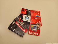 Stack of sealed Kingston and SanDisk SDHC memory cards