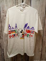 Front view of T-shirt showing graphic and size