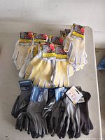 Top view of all glove pairs spread out