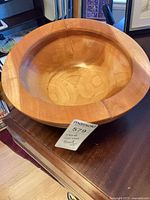 Overhead view of wooden bowl showing interior and finish