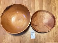 Top view of both bowls showing size difference and interior grain