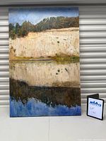 Full view of signed Wm Whalen landscape painting on stretched canvas