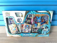 Front view of sealed Lucario VSTAR Premium Collection box