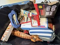 Top view of tote with assorted items