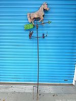 Full view of assembled horse weathervane on pole