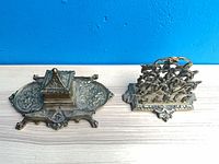 Top view of both brass desk pieces