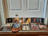 Wide view of all CDs displayed on table