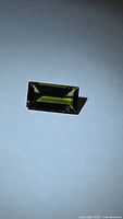 Rectangular green baguette cut tourmaline, front view