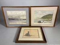 All three framed artworks together