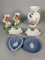 Group shot showing all seven ceramic items