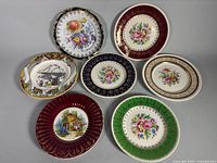 All seven assorted plates arranged for overview