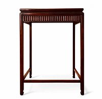 Front view showing full table structure and fluted apron