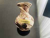 Front view showing marbled glaze and St. Peter Keramik and Handarbeit labels