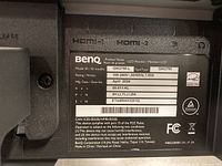 label showing model GW2790L, electrical specs, manufacture date