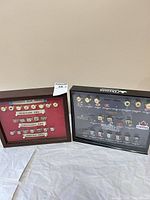 Both shadow box sets side by side showing frames, backgrounds and ring layouts