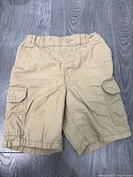 Front view of khaki Levi cargo shorts