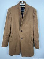 Front view of camel brown Zara wool pea coat size L